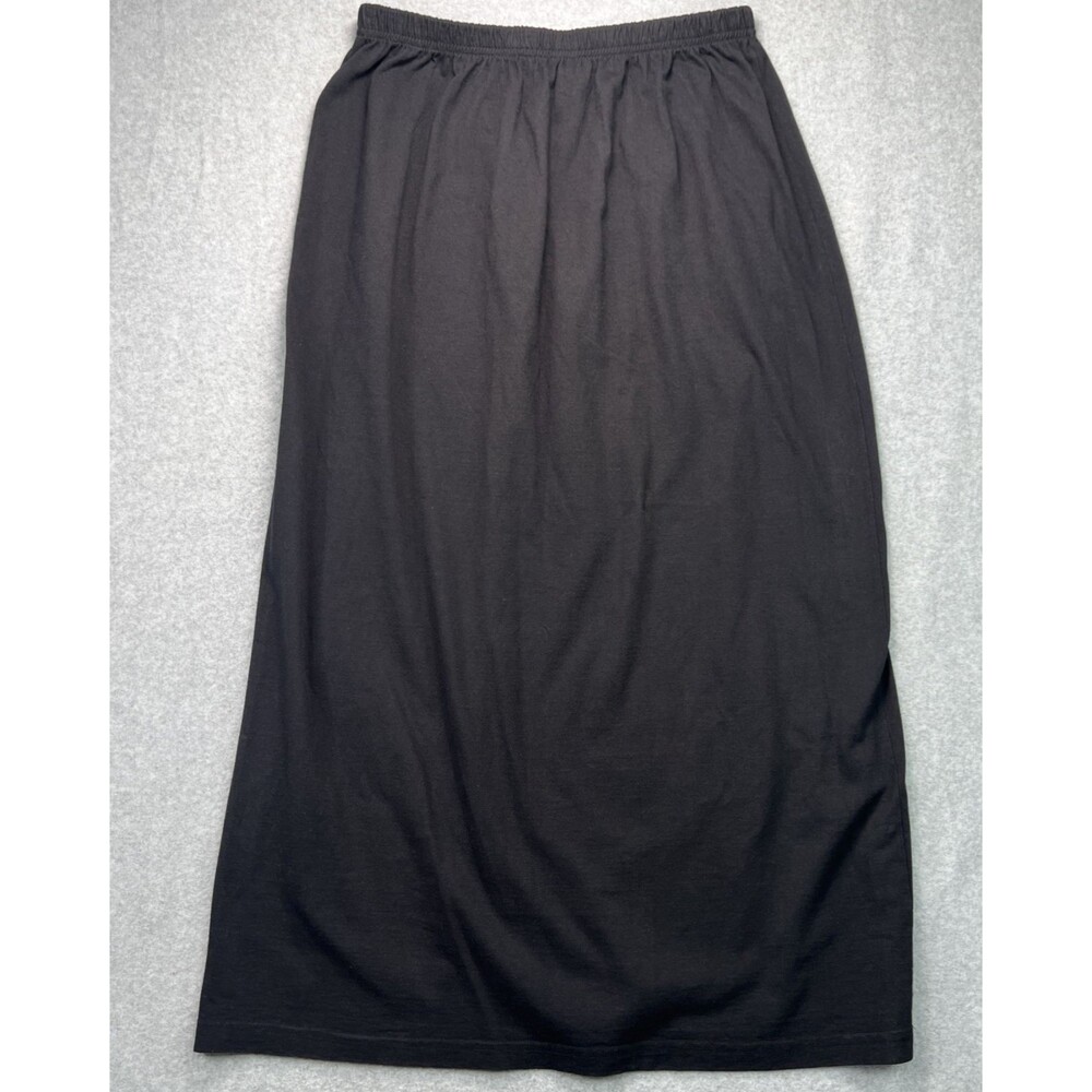 Hot Cotton Pull On Maxi Skirt 2X Black Cotton Elastic Waist Minimalist Modest